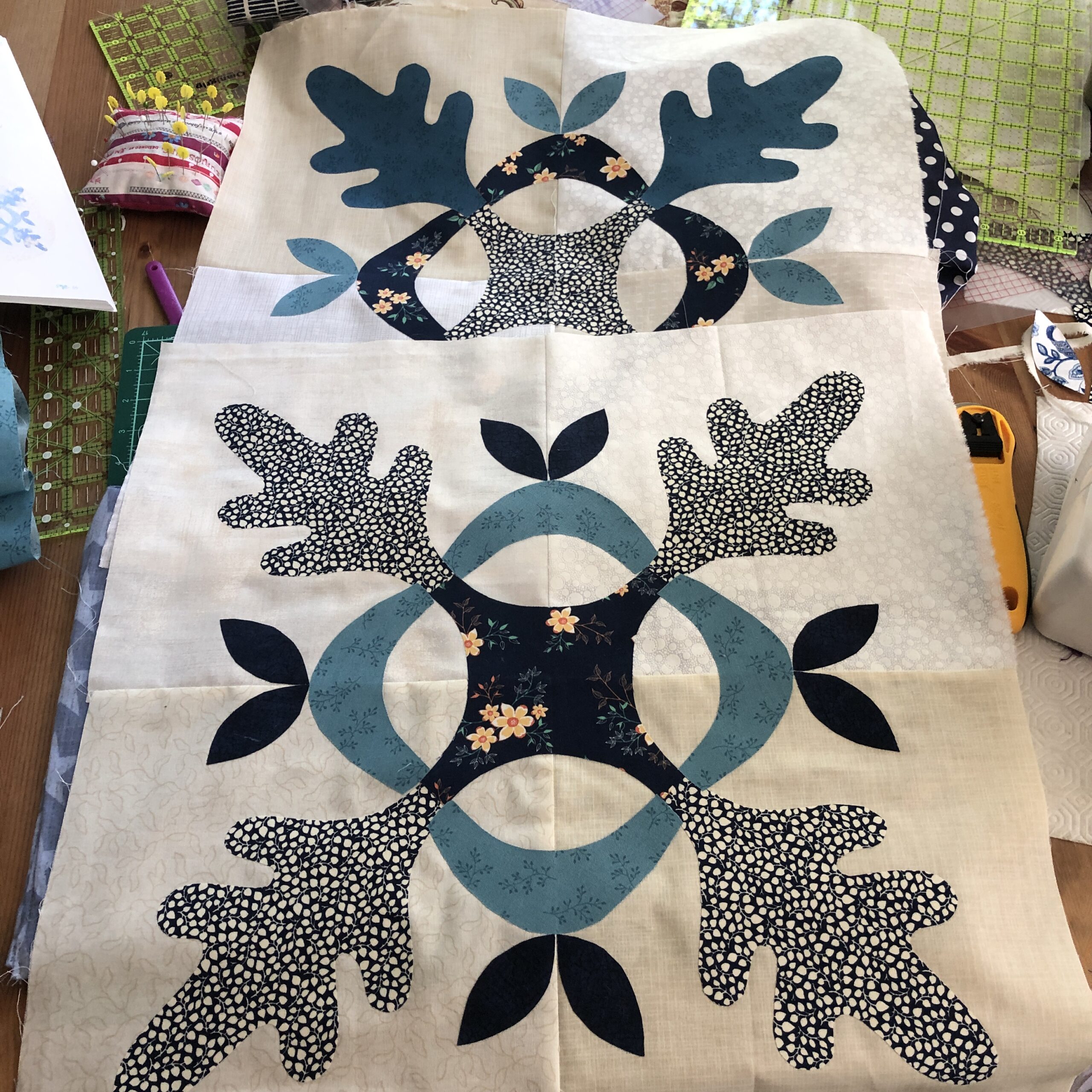 Working on Thousand Oaks quilt by Edyta Sitar